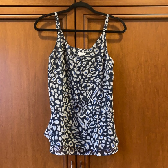 CAbi Purr blue leopard peplum tank - Picture 3 of 8
